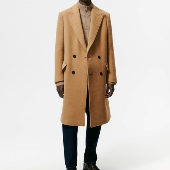 Zara Other - Nwt Zara Men's Long Wool Tan Brown Camel Overcoat Top Pea Coat